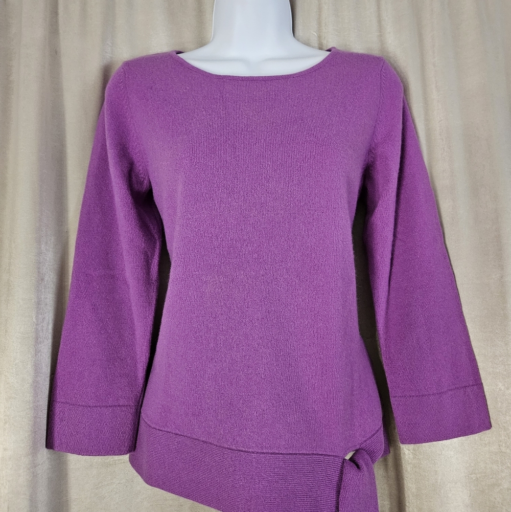 Petite Sophisticate purple 100% cashmere sweater Womens Medium - Picture 2 of 6
